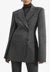 The Frankie Shop Morrison Stretch-wool Blazer In Khaki