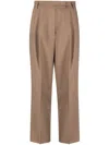 The Frankie Shop Tencel High Waist Wide Leg Trousers In Brown