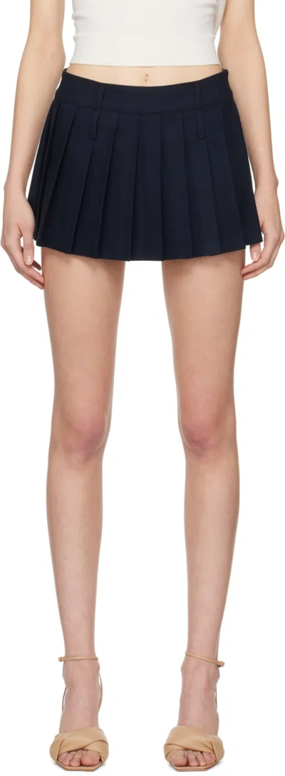 The Frankie Shop Blake Pleated Wool Blend Mini Skirt In Navy