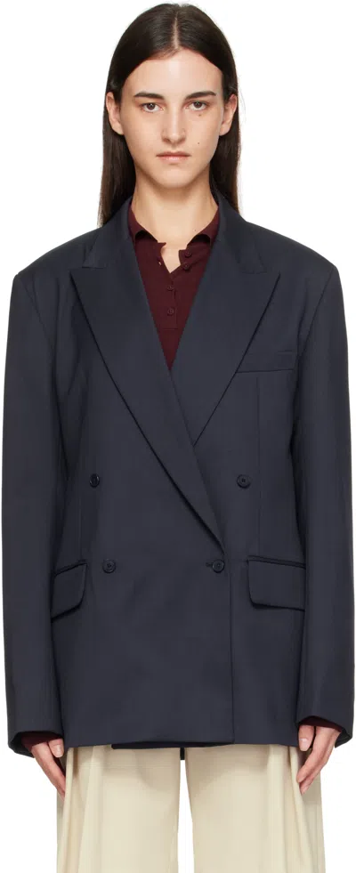 THE FRANKIE SHOP NAVY NEWARK DOUBLE BREASTED BLAZER