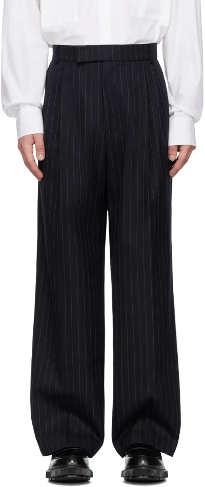 THE FRANKIE SHOP NAVY PINSTRIPE BEO TROUSERS 