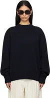 The Frankie Shop Rafaela Padded Knit Oversized Sweater In Navy