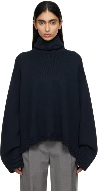The Frankie Shop Navy Rhea Trapeze Turtleneck
