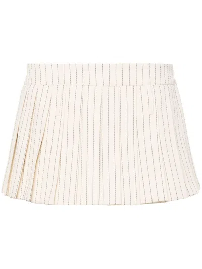 THE FRANKIE SHOP NEUTRAL PINSTRIPE PLEATED SKIRT