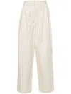 The Frankie Shop Neutral Pinstripe Twill Trousers In Nude