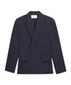The Frankie Shop Womens Navy Newark Double-breasted Wool-blend Blazer In Blue