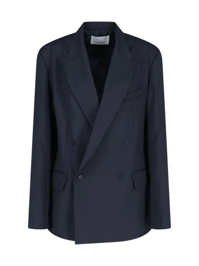 The Frankie Shop 'newark' Double-breasted Blazer In Blue