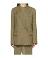 The Frankie Shop Khaki Newark Double Breasted Blazer In Brown
