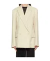 The Frankie Shop Newark Double Breasted Blazer In White