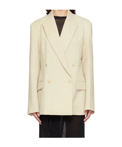 The Frankie Shop Newark Double Breasted Blazer In White