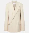The Frankie Shop Womens Cement Newark Double-breasted Wool-blend Blazer