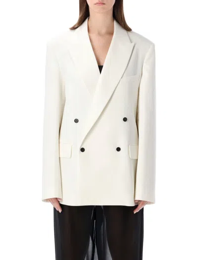 The Frankie Shop Newark Double-breasted Tailored Blazer In Size S In White