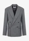 The Frankie Shop Double-breasted Pinstripe Blazer With Wide Lapels In Multi