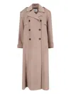The Frankie Shop 'nikola' Maxi Double-breasted Trench Coat In Brown