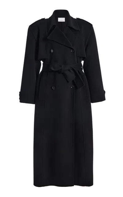 The Frankie Shop Nikola Padded Wool-cashmere Trench Coat In Black