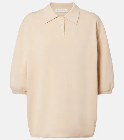 The Frankie Shop Nola Cotton Polo Sweater In Blue