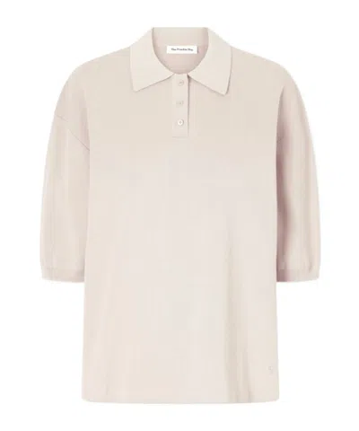 The Frankie Shop Nola Cotton-blend Knitted Polo Shirt In Neutral