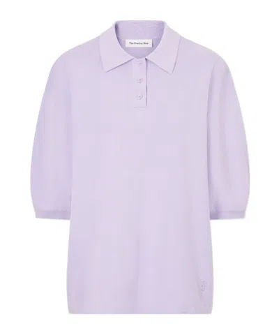 The Frankie Shop Nola Knitted Cotton Polo Shirt In Purple