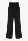 The Frankie Shop Dark Brown Cotton Norstrand Pleated Corduroy Trousers In Black