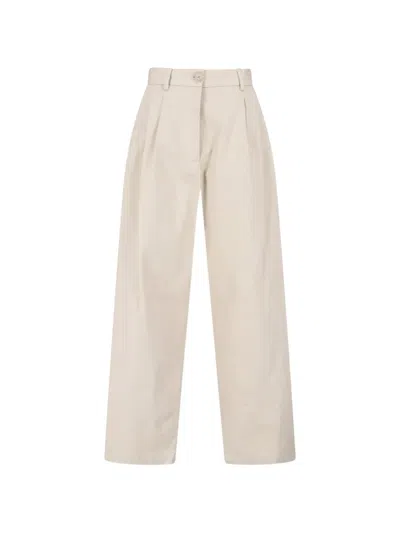 The Frankie Shop Nostrand Pleated Cotton-chino Trousers In Neutral