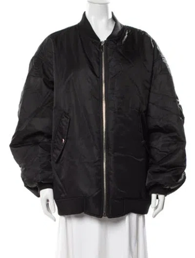 Pre-owned The Frankie Shop Nylon Bomber Jacket In Black