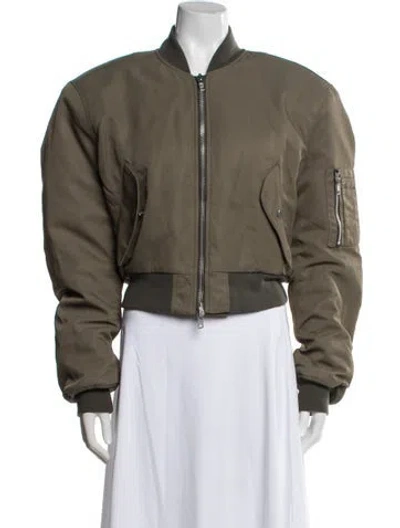 Pre-owned The Frankie Shop Nylon Bomber Jacket In Green