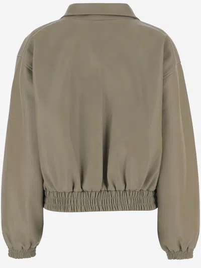 The Frankie Shop Nylon Bomber Jacket In Brown