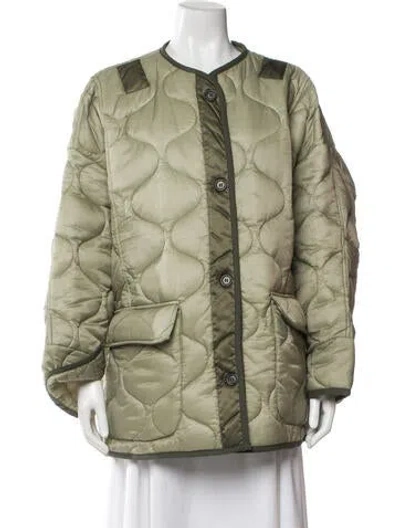 Pre-owned The Frankie Shop Nylon Printed Utility Jacket In Green