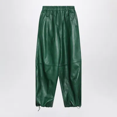 The Frankie Shop Oakdale Leather Track Pants In Green