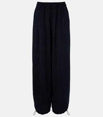 The Frankie Shop Oakdale Pinstripe Tailored Wide Leg Pants In Black