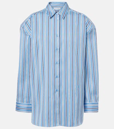 The Frankie Shop Oversized Striped Button-down Shirt In Blue
