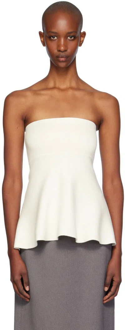 The Frankie Shop Off-white Agathe Knit Bustier Top In Off White