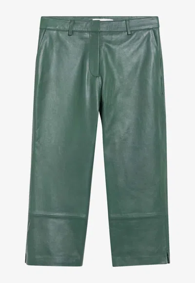 The Frankie Shop Olivet Wide-leg Faux Leather Pants In Green In Multi