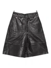 The Frankie Shop Olivia Panelled Leather Shorts In Black