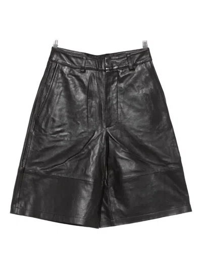 The Frankie Shop Olivia Panelled Leather Shorts In Black