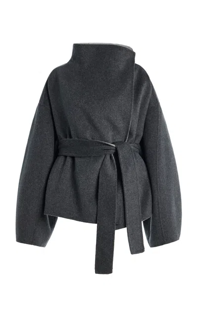 The Frankie Shop Onelle Reversible Wool-blend Short Coat In Grey