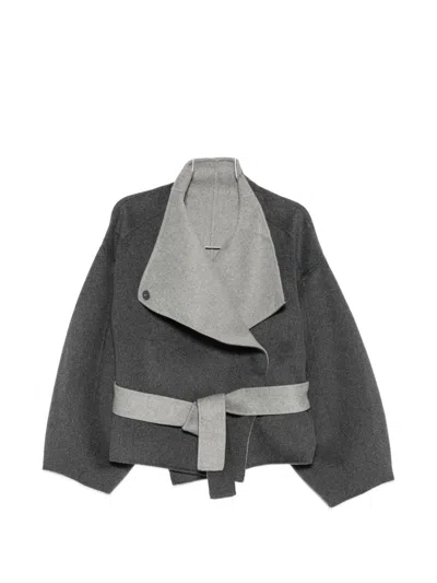 The Frankie Shop Onelle Wool Reversible Coat In Grey