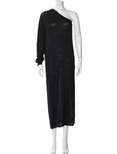 Pre-owned The Frankie Shop One-shoulder Long Dress In Black