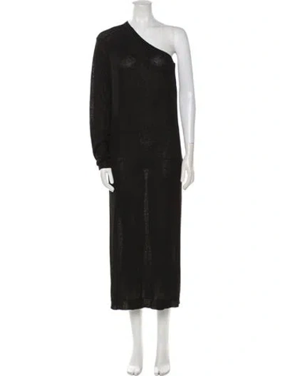 Pre-owned The Frankie Shop One-shoulder Long Dress In Black