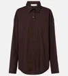 The Frankie Shop Ornella Oversized Cotton Shirt In Brown