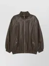 THE FRANKIE SHOP OVERSIZED FAUX LEATHER BOMBER JACKET WITH PUFF SLEEVES