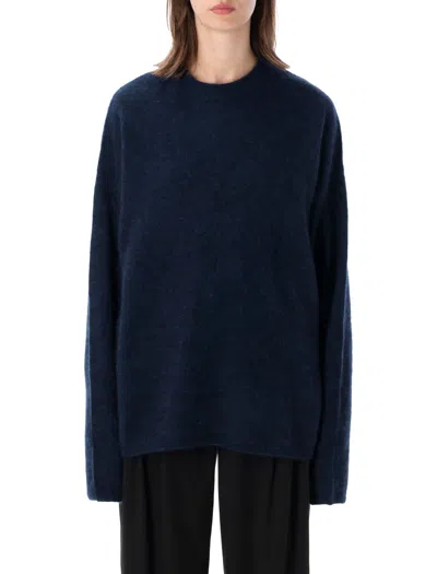 The Frankie Shop Timea Mohair Sweater Round Neck Long Sleeves In Blue