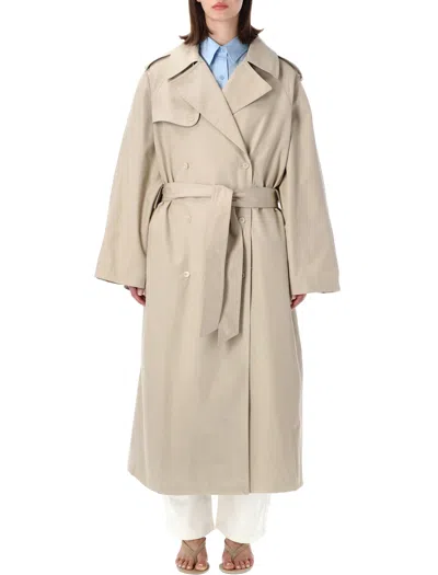 The Frankie Shop Oversized Trench Jacket In Beige