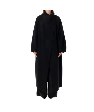 The Frankie Shop Oversized Wool Coat With Funnel Neck In Black