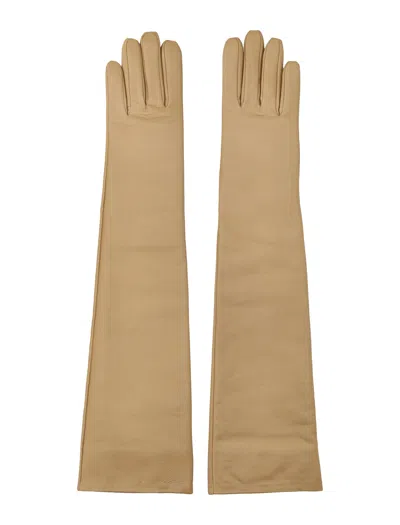 The Frankie Shop Over-the-elbow Leather Gloves In Brown