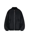 The Frankie Shop Padded Black Bomber Jacket With Ribbed Finishes In Black