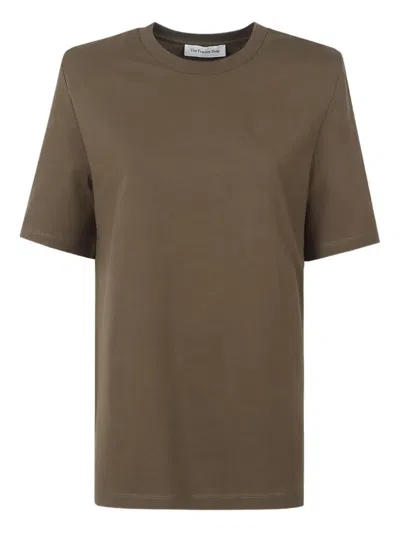 The Frankie Shop Padded Shoulder T-shirt In Brown