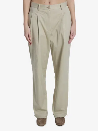 The Frankie Shop Casual Pants With Belt Loops In Green