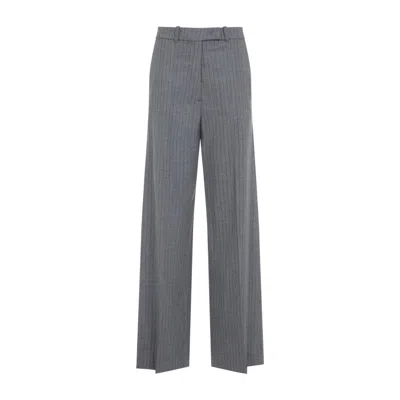 The Frankie Shop Striped Wide Leg Trousers With Belt Loops In Gray