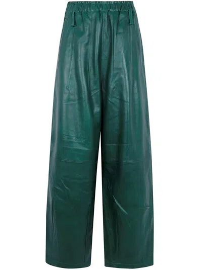 The Frankie Shop Pants Leather Green "oakdale"